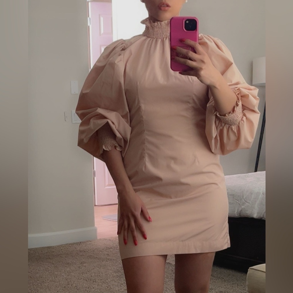 En Saison Cream Puff Sleeve Sheath Dress